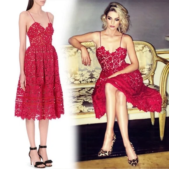 SELF PORTRAIT Azaelea Midi Dress In Pink NEW with tags Size 6 - Picture 10 of 16